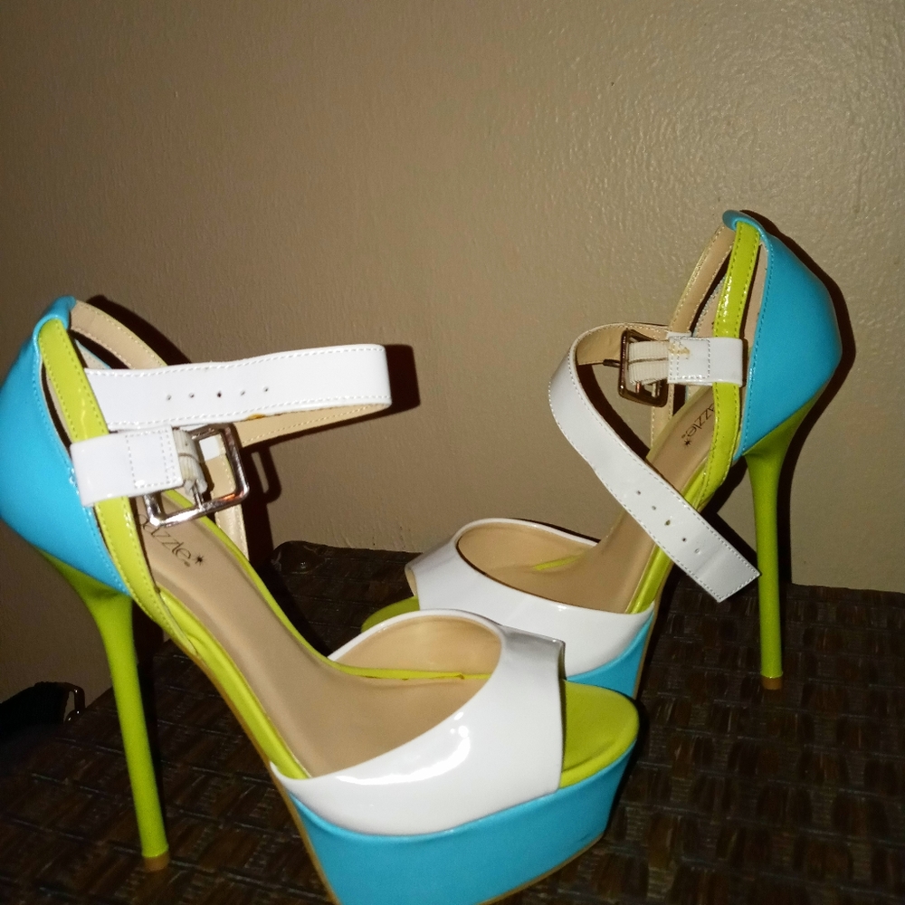 Turquoise Multicolored High Heels